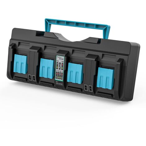 Applicable Chargeur 4 Ports 14,4 V-18 V de Remplacement pour Chargeur Makita à Quatre Ports DC18SF Compatible avec Les Batteries Makita BL1850 BL1850B BL1860B BL1845 BL1840B BL1840 BL1830B Series 18V