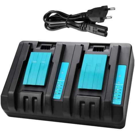 Applicable Chargeur Double Port de Rechange 14,4 V-18 V pour Makita DC18RD Compatible avec Le Chargeur d'origine makita