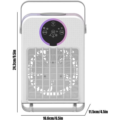 Applicable Climatiseur portable pour la maison, mini climatiseur personnel 3 en 1, 3 vitesses de vent et 7 lumières LED, refroidisseur d'air portable avec minuterie pour la maison, le bureau,