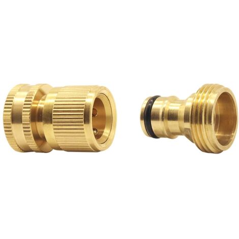 Applicable Connecteur Rapide pour Tuyau d'arrosage avec vanne d'arrêt, raccords à Connexion Rapide 3/4" avec vanne à Bille, adaptateurs à Connexion Facile et à dégagement Rapid(2pcs)