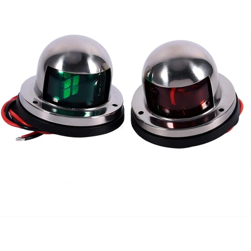 Applicable Feux de Navigation de Bateau, 2 Pièces 12V Acier Inoxydable Rouge et Vert LED Lampe de Navigation Marine Feu de Signalisation Étanche