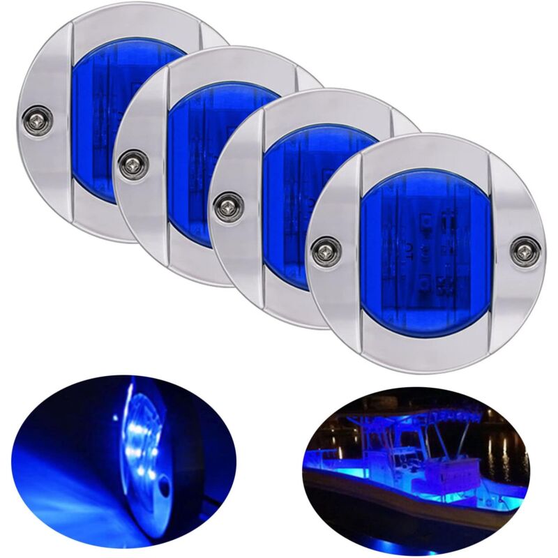 Applicable Feux de navigation marins 4 feux arrière LED 12V feux de sécurité étanche (Bleu)
