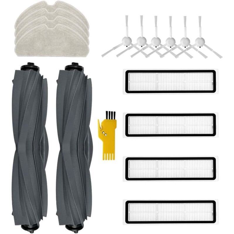 Applicable Kit d'accessoires pour aspirateur robot Dreame D10s D10s Pro Pièces de rechange 16 paquets 2 brosses principales, 4 filtres, 6 brosses