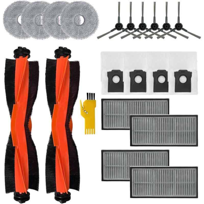 Applicable Kit d'accessoires pour dreame L10s Pro Ultra Heat X30 Ultra Robot Aspirateur Pièces de rechange 20 Packs 2 Brosses principales, 4 Filtres,