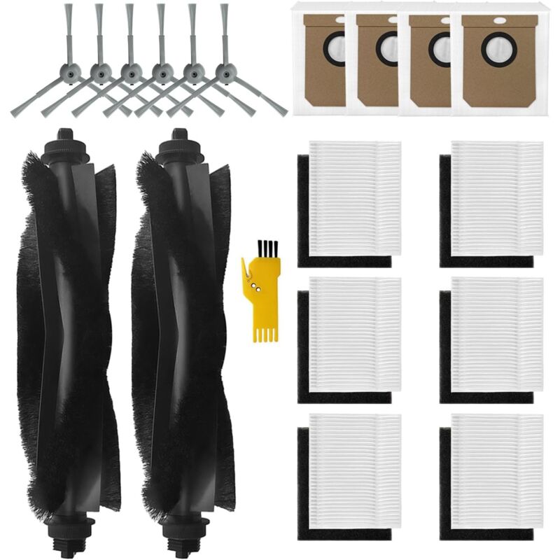 Applicable Kit d'accessoires pour eufy L60 L50 L60 SES L50 SES Robot Aspirateur Pièces de rechange 18 Packs 2 brosses principales, 6 filtres, 6