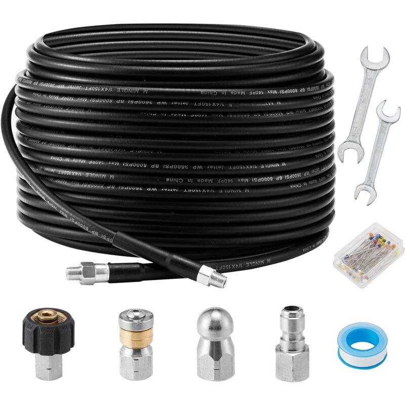 Applicable Kit de Jet D'égout de 30 m Pour Nettoyeur Haute Pression, 1/4 pouce NPT, Tuyau de Nettoyage de Drain, Nez de Bouton et Buse de Jet D'égout