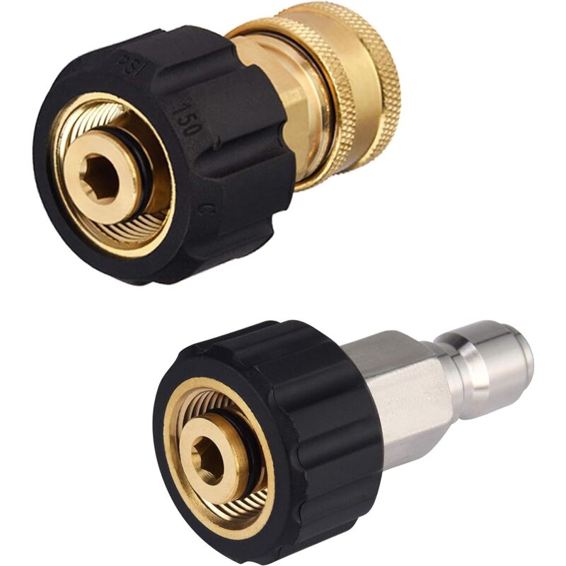 Applicable Lot d'adaptateurs de tuyau pour laveuse haute pression M22 à 3/8 raccord rapide pour tuyau de laveuse électrique, 5000 PSI