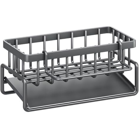 Applicable Organisateur d'Évier de Cuisine en Acier Inoxydable Porte-éponge Porte-Serviettes Porte-torchons Organisateur Éponge Support Evier avec Plateau de Vidange