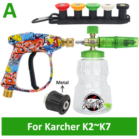 Applicable Pistolet pulvérisateur pour nettoyeur haute pression M22- ID14MM et connecteur rapide 6,35 mm - Lance à mousse neige pour nettoyeur haute pression Karcher K2 K3 K4 K5 K6 K7