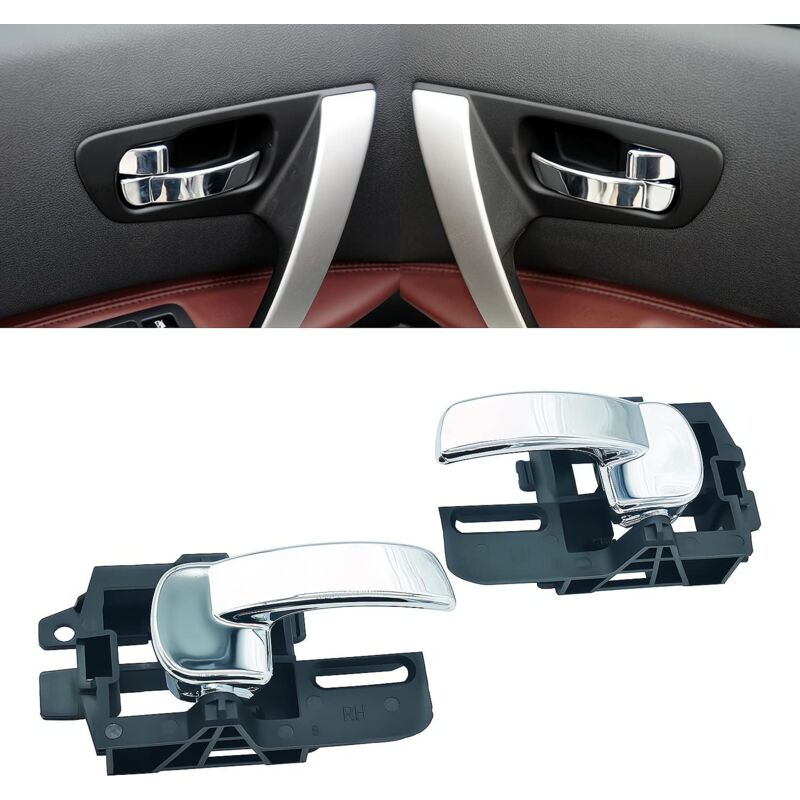 Applicable Qashqai Poignée de Porte Intérieure 80671-JD00E Gauche et Droite Intérieure Chromée pour Qashqai (Paquet de 2) 80670-JD00E