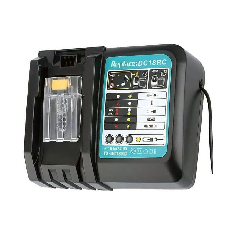 Applicable Remplacement pour Makita BL1860 BL1850 BL1840 BL1830 BL1440 BL1430 BL1415 BL1815 Chargeur de Batterie Lithium-ION 18V [Classe énergétique