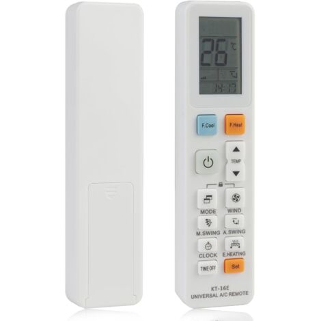 Applicable Télécommande Universelle Climatiseur pour LG Midea Samsung Toshiba Haier Daikin Hitachi Sharp Sanyo Hisense Fujitsu et Plus Telecommande Clim Remplacement Air Conditioner Télécommande KT-16