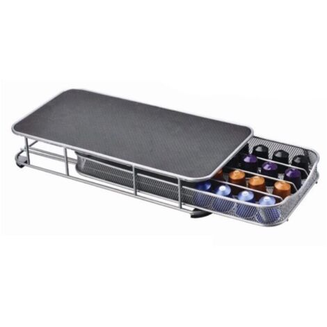 Applicable Tiroirs à Dosettes de Café, Tiroir à Capsules de Café, Porte-capsules à 40 Dosettes, Rangement Compact Sous la Cafetière, étagère de Rangement pour Capsules de Café,(Argent)