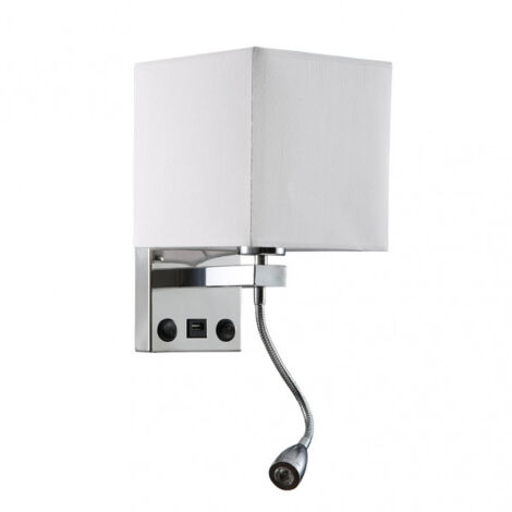 Applicare 3w 4000k+1xe27 e porta USB Stephen Chrome/schermo bianco 285lm 38x17x20cm Double On