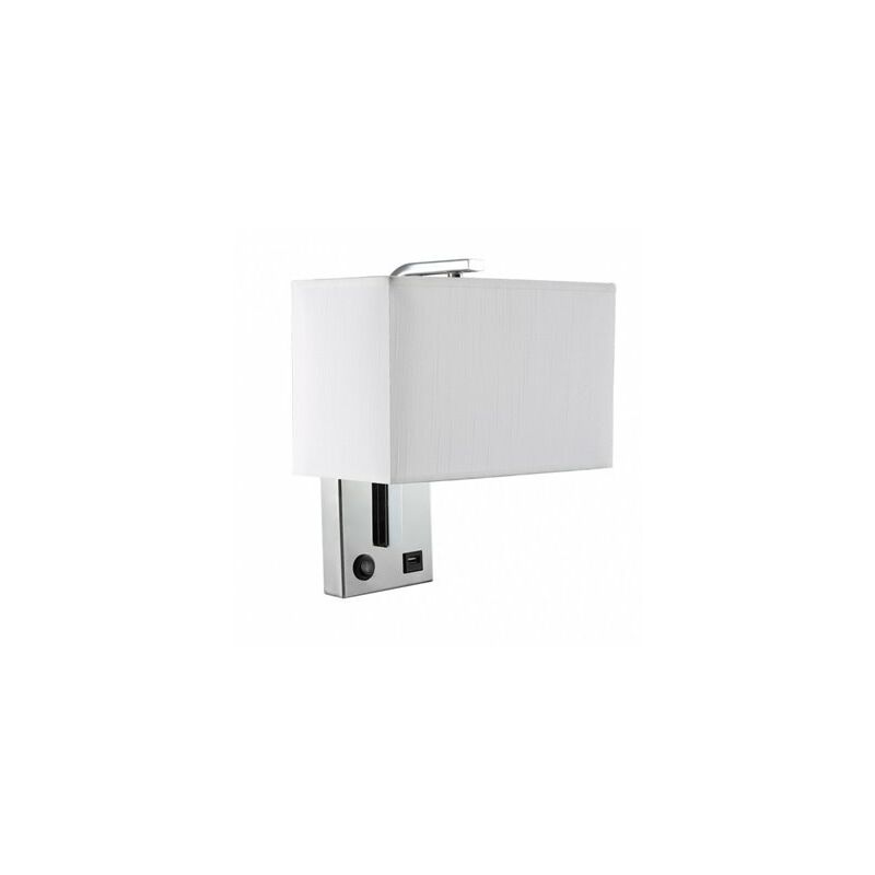 Image of Fabrilamp - Applicare 1xE27 e porta usb Agatha Chrome/Pan.blanca 27x25x15cm Con interruttore