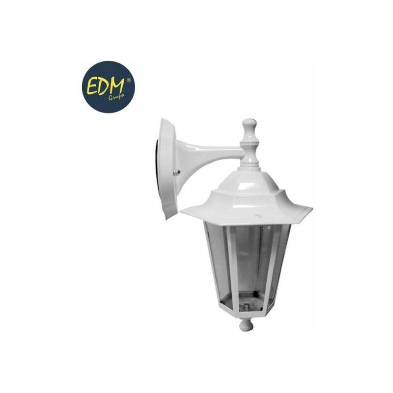 Lanterna da parete in alluminio e vetro ip44 e27 60w colore Bianco ø19.5x21x32cm modello Zurich EDM