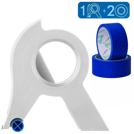 Applicateur de Ruban de Masquage Portable, Dispenseur pour Plinthes, Fenêtres et Portes, Poignée Ergonomique et Application Précise (Blanc)