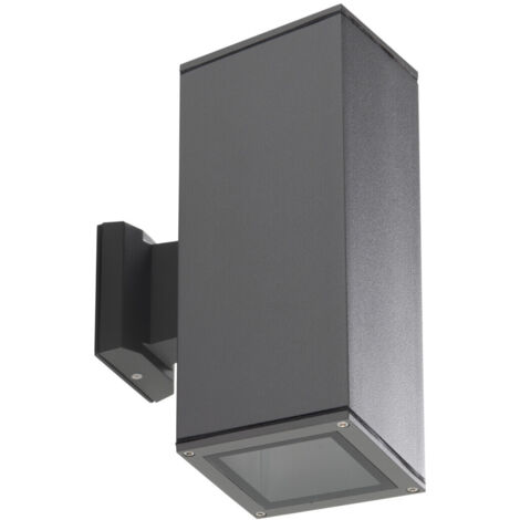 Applicazione murale esterna - Antracite di alluminio - IP54 - 2x60W - Disegno quadrato