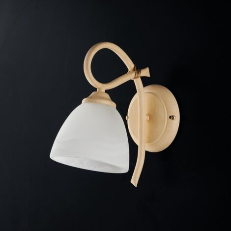 Applikation aus Eisen Decape Elfenbein einflammiger Lampenschirm aus weißem Glas 23x h25 cm