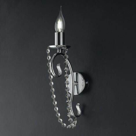 Applikation aus verchromtem Eisen One light mit Strasssteinen 16x h32 cm