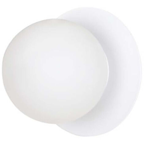 Applique 1 Luce Inari In Acciaio Bianco E Sfera In Vetro Opalino