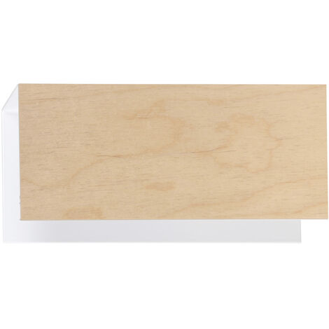 Applique 1 Luce Merlino In Acciaio Bianco Corpo Rettangolare E Legno Naturale