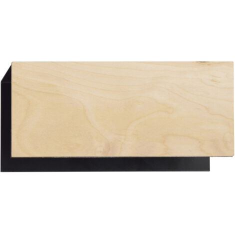 Applique 1 Luce Merlino In Acciaio Nero Corpo Rettangolare E Legno Naturale