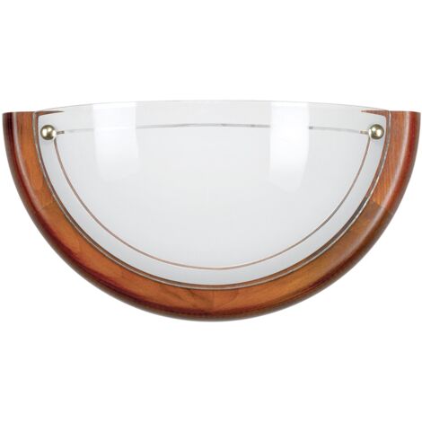 "Applique 1010 in vetro con cornice in legno 30x15 cm."