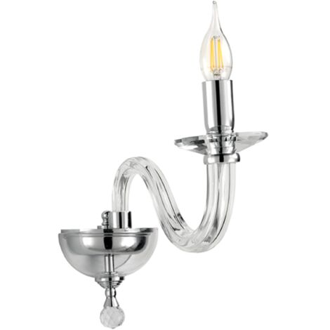 Applique 12 cm RAVEL 1 luce in vetro lavorato a mano Cromo