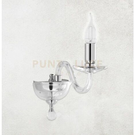 APPLIQUE 1306 1 LUCE TRASPARENTE E CROMO ATTACCO E14 H.20CM