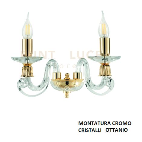 APPLIQUE 1306 2 LUCI OTTANIO E CROMO ATTACCO E14 L.36CM