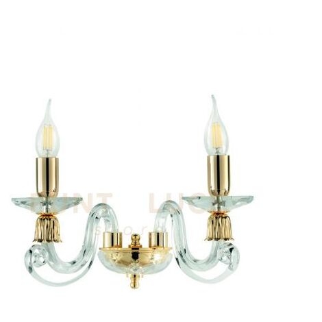 APPLIQUE 1306 2 LUCI TRASPARENTE E ORO ATTACCO E14 L.36CM
