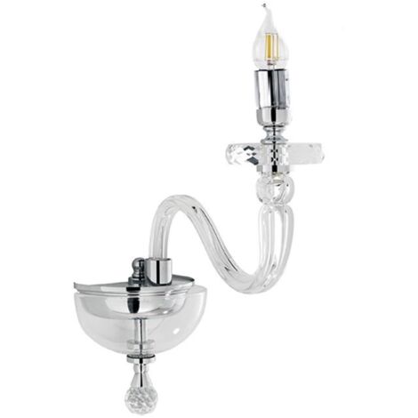 Applique 16 cm BACH senza paralume in vetro trasparente 1 Luce Cromo