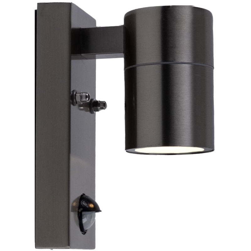 Applique extérieure avec détecteur de mouvement Acier inoxydable Lampe de façade Lampe de terrasse Lampe de jardin couleur acier, 1x GU10, LxHxP 6,8