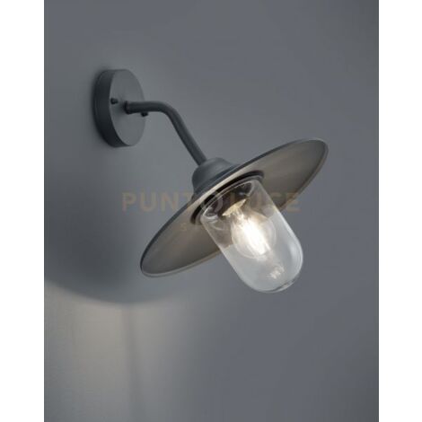 Applique 1xE27 Brenta Antracite Diffusore Vetro IP44 Trio Lighting