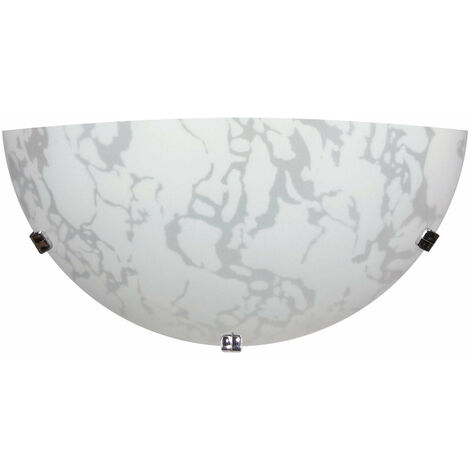 Applique 1xE27 Ganci Cromo Vetro Lastra Bianco Decorato Marmo E-Energy Maida