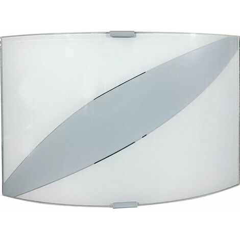 Applique 1xE27 Montatura Argento Vetro Lastra Bianco Decorato Fascia E-Energy Valentina