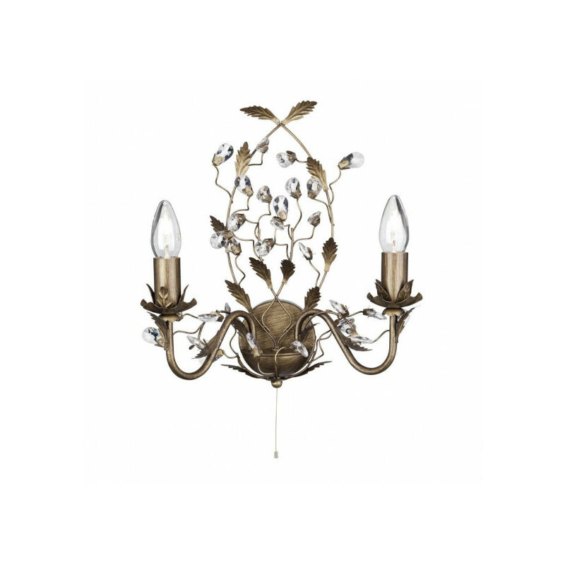 Applique 2 ampoules Almandite, en or brun et cristal - Marron