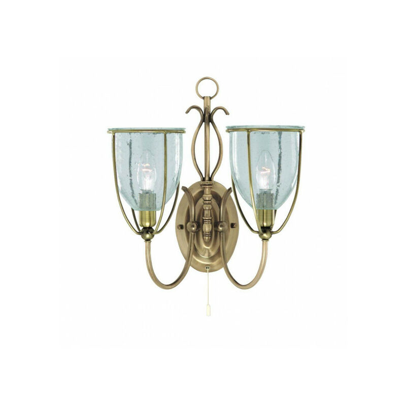 Applique 2 ampoules Silhouette, en laiton antique et verre