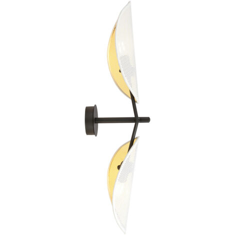 Applique 2 Luci Eridano A Braccio In Acciao Nero Bianco E Oro
