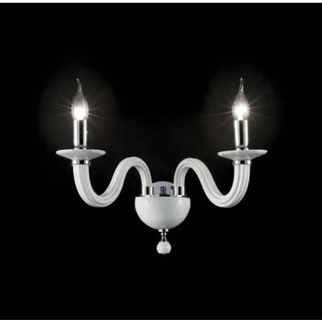 Applique 37 cm RAVEL 2 luci in vetro lavorato a mano Bianco