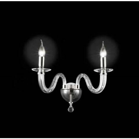 Applique 37 cm RAVEL 2 luci in vetro lavorato a mano Cromo