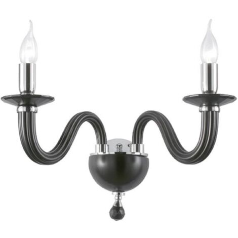 Applique 37 cm RAVEL 2 luci in vetro lavorato a mano Nero
