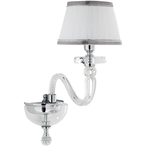 Applique 38 cm BACH con paralume in vetro trasparente 1 Luce Cromo
