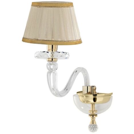 Applique 38 cm BACH con paralume in vetro trasparente 1 Luce Oro