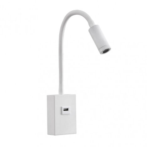 Applique 3w 4000k capote white usb e interruttore. 43x6x4 cm 285lm articolab. e orientab.