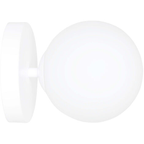 Applique A 1 Luce Hallador In Acciaio Bianco E Sfera In Vetro Opalino