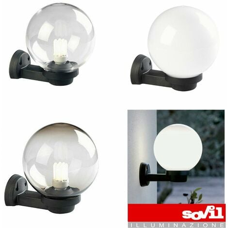 Applique a Braccio Sfera Lampada da Parete Esterno Globo Ø 20 Giardino Sovil - Colore: Chiara