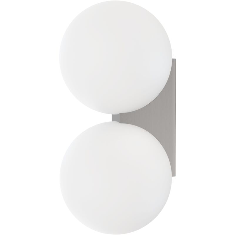Applique à double boule en verre opale avec base chromée Applique à double boule en verre opale avec base chromée