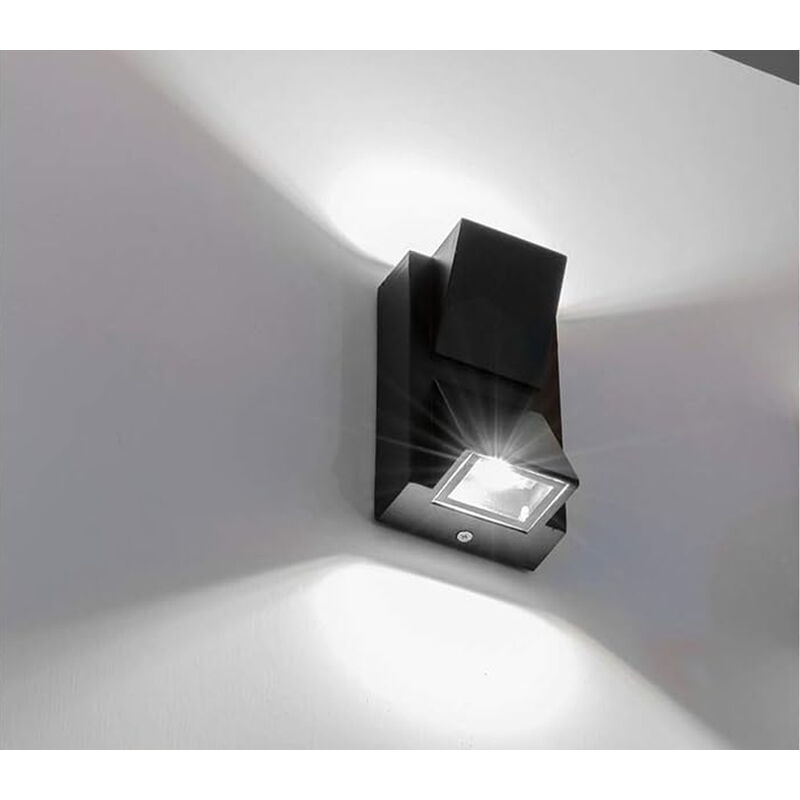 Applique led Lampada da Parete Nero Esterno 10W Doppia Luce Sopra Sotto Naturale